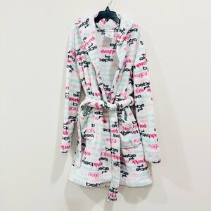 Bebe Girls Fleece Kids Hooded Robe Plush Kids‎ Bathrobe Size 10-12
